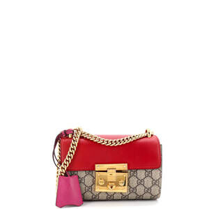 Gucci Small Padlock Shoulder Bag GG Coated Canvas and Leather